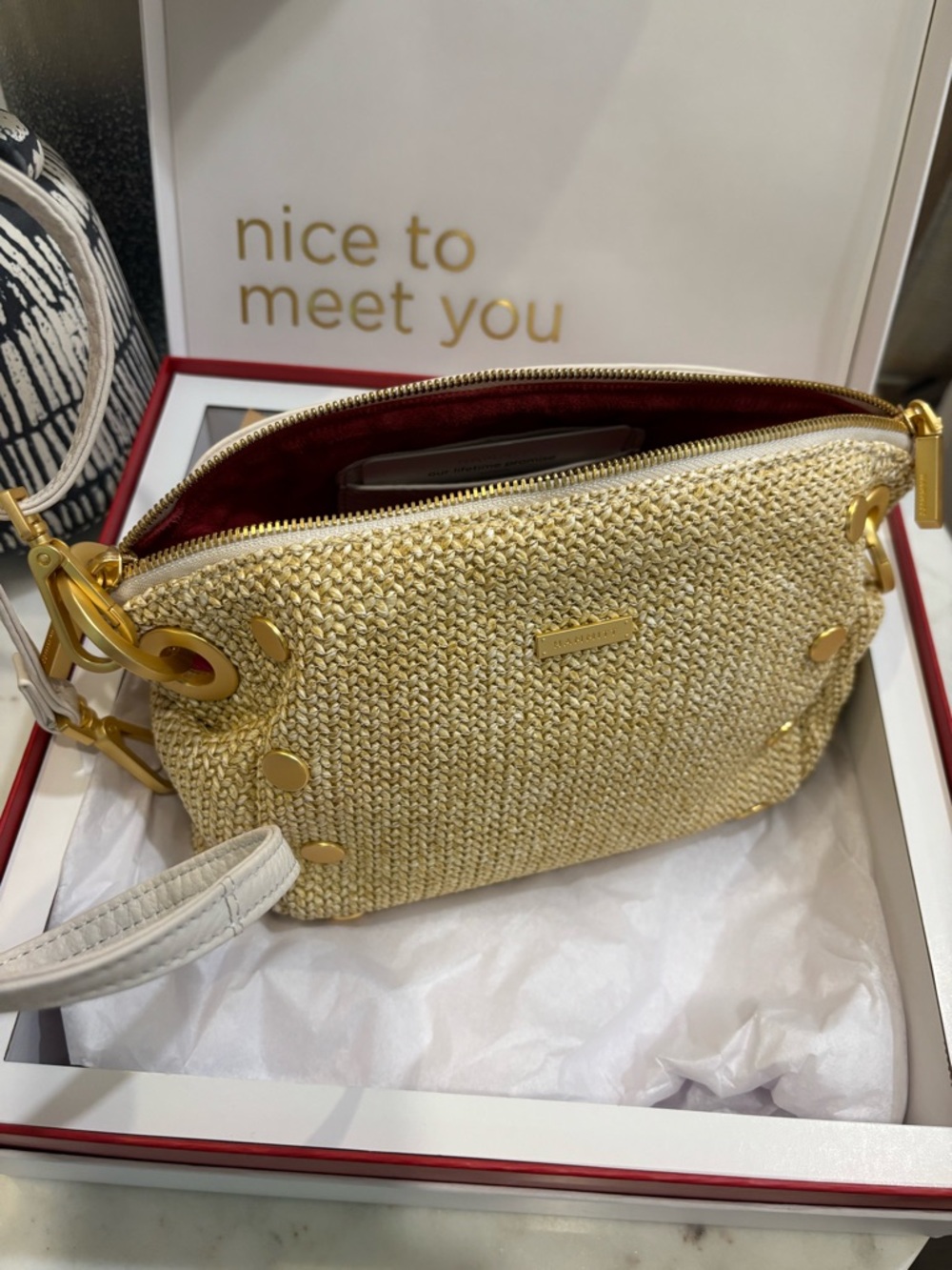 Hammitt Daniel Clutch/Crossbody Bag with adjustable Cream Strap - Picture 9 of 11